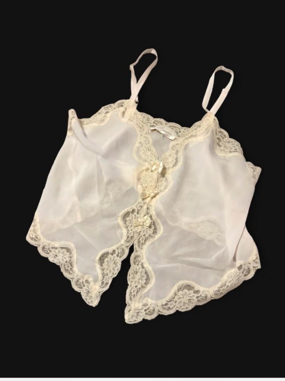 VTG Victoria’s Secret Gold Label Sheer Flyaway Camisole - Pearl & Lace Coquette
